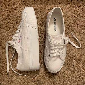 White Superga platform shoes